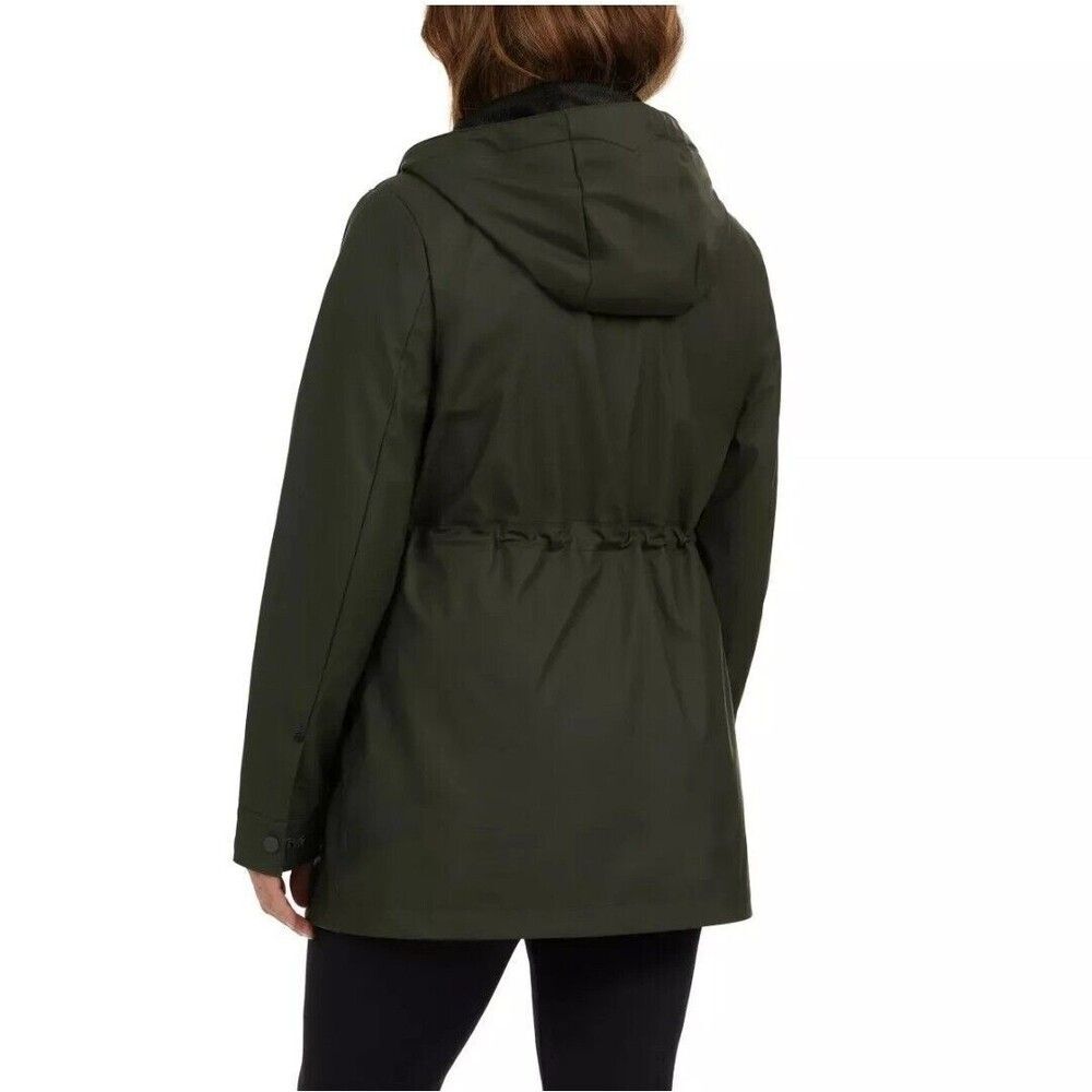 HUNTER Women's S Cotton Smock Hooded Rain Jacket Water Resistant Olive Green NEW - Picture 15 of 16
